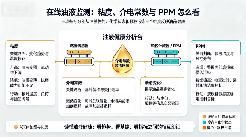 在線油液監測核心指標解讀：粘度、介電常數與PPM如何反映油品健康狀態